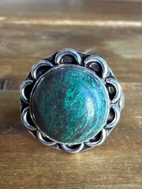 Women Jewelry Gemstone Ring Size 7 Malachite Quartz Crystal Stone Bohemian Boho